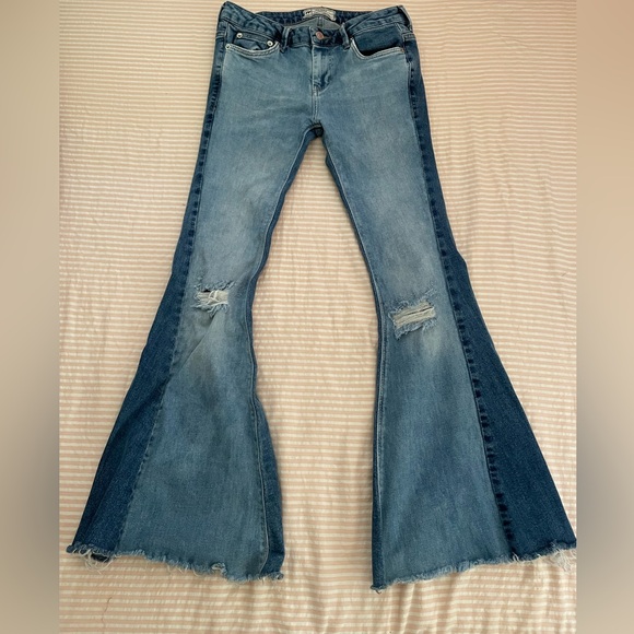 Free People Denim - Free People color block flare jeans , short inseam